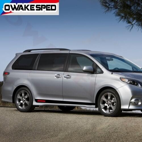 Carbon Fiber Sport Stripes Car Door Side Skirt Sticker For Toyota SIENNA MPV Auto Body Decor Vinyl Decals Racing Styling