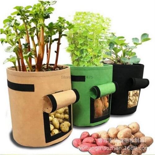 200pcs Non-Woven Planting Bag Clamshell Outdoor Gardening Thickening Beauty Planting Bag Round Bucket Potato Seedling Bag