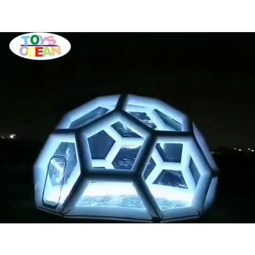 Outdoor inflatable camping house soccer football bubble camping dome with LED for event display