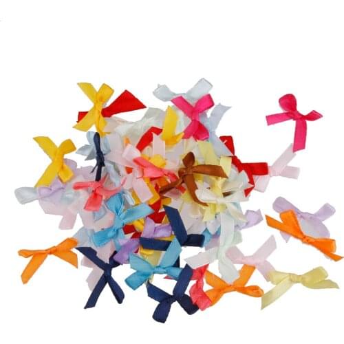 Pack of 100 Mini Satin Ribbon Flowers Bows for DIY Craft Wedding Decoration Colorful