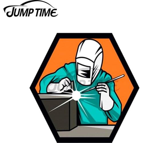 Jump Time 13 x 13cm For Welder Logo Car Stickers and Decals Vinyl Cartoon Decoration Suitable for All Types of Vehicles