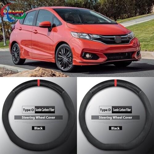 Four Seasons Universal Non-Slip Carbon Fiber Suede Steering Wheel Cover For Honda Fit Car Interior Accessories