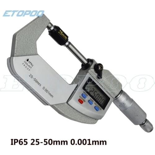 High quality 25-50mm 0.001 mm digital micrometer IP65 Waterproof Digital Outside Micrometer electronic micrometer tool