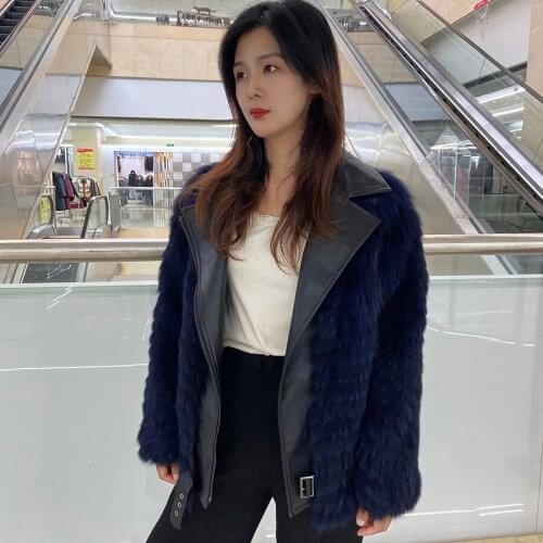 Womens Winter Jacket Genuine Fox Fur Coat Female Fashion Casual Warm Sheepskin Jacket Plus Size Overcoat 2021 New Arrival