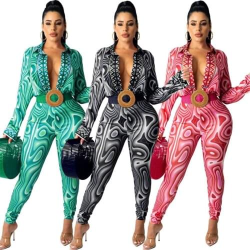 Zoctuo Printing Pants Set Women 2 Piece Outfits Business OL Style High Waist Trousers Sets Autumn Shirt Tops Pencil Pant Suit