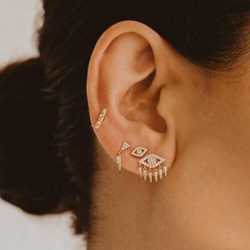 Gold color lucky Turkey evil eye charm jewelry for lovely women charm fashion sparking bling zirconia CZ eyelash earring gifts