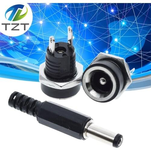 10PCS 5Pair DC Power Connector pin 2.1x5.5mm Female Plug Jack + Male Plug Jack Socket Adapter DC-022B