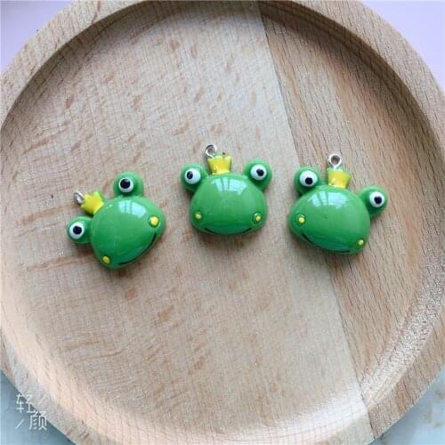 10pcs/pack Cute Frog Resin Charms Craft Plastic Charms Earring Keychain DIY Jewelry Making