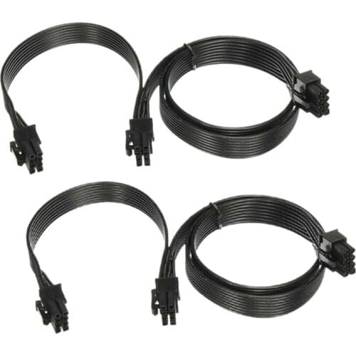2Pcs ATX CPU 8 Pin Male to Dual PCIe 2X 8 Pin (6+2) Male Power Adapter Cable for Corsair Modular Power Supply(60cm+20cm)