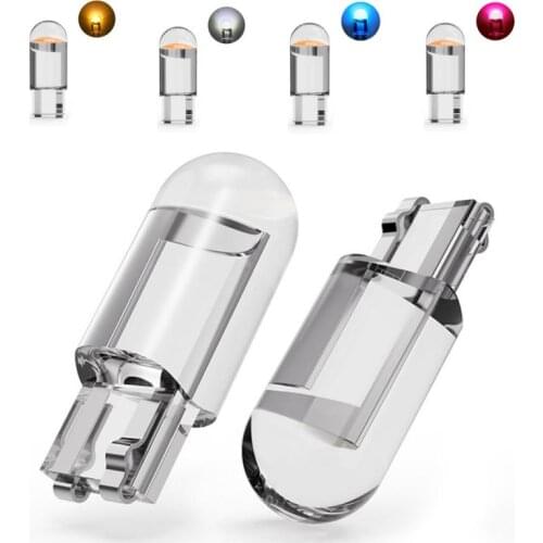 2pcs Car Signal Lamp COB Acrylic Glass Shell Material Wedge Dome Light Car Lights DC12V LED 7 Colors License Plate Lamp Bulb