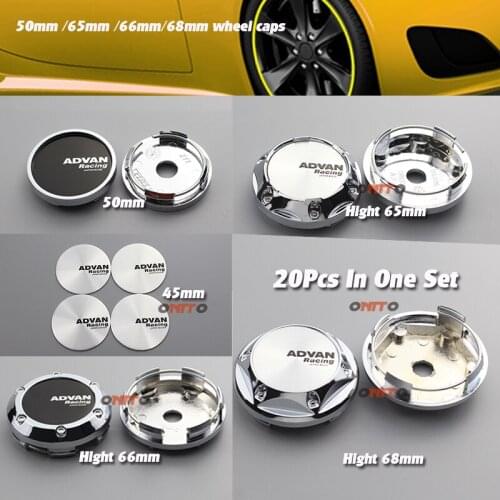 20PC Advean racing Emblem Car Wheel Center Cap stickers decals 45mm 50mm 65mm 66mm 68mm Centre Auto Rim Hub Caps accessorie