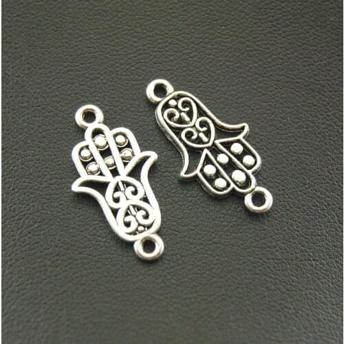 20 Pcs Jewelry Making Charms 2 Colors Hamsa Hand Charm Connector Bracelet Necklace Jewelry Making Handmade DIY A791/A792
