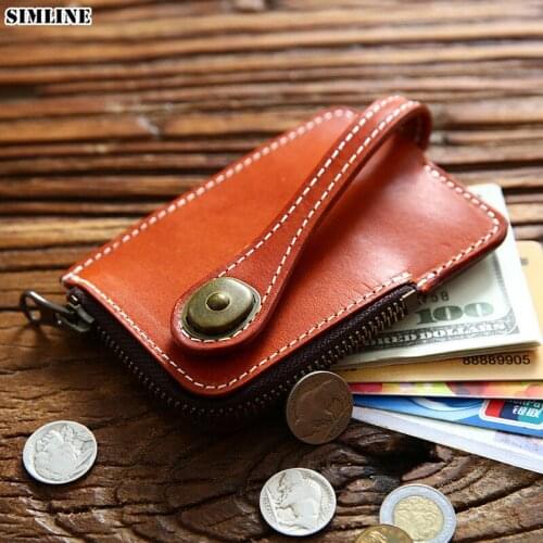 2021 Genuine Leather Key Wallet For Men Male Cowhide Vintage Handmade Car Key Pouch Organizer Housekeeper Coin Purse Card Holder