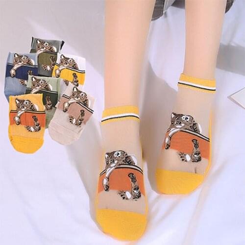 5 pairs/lot New style Quality Silk socks women short Ultra-thin summer cotton bottom breathable durable Soft boat socks