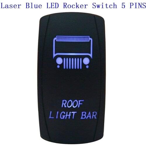 50PCS/LOT New 12V 20A ON-OFF ROOF LIGHT BAR Rocker Toggle Switch Laser Blue LED 5 PINS for Car Boat