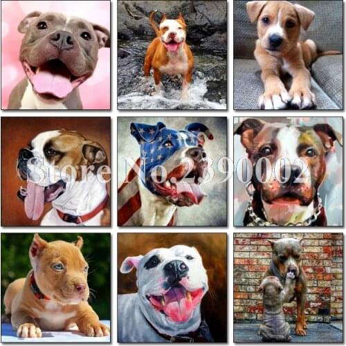 Dog 5D Full Square Diamond Painting Cross Stitch Animal Diamond Embroidery Diamond Mosaic Bull Terrier And Boxer Home Decoration