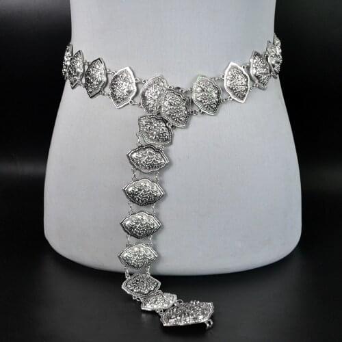 Turkish color Dance Waist Chain Summer Beach Belt Body Jewelry Tribal Gypsy Sexy Carved Flower Tassel Bell Belly Chain Women