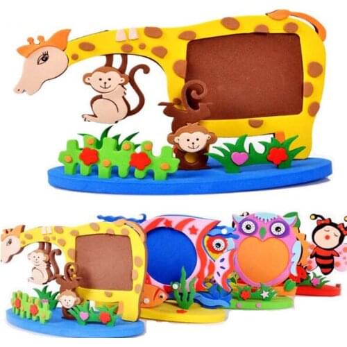 Kids DIY EVA Photo Frame Foam Craft Kits Educational toys for Children Bee Owl Giraffe fish style