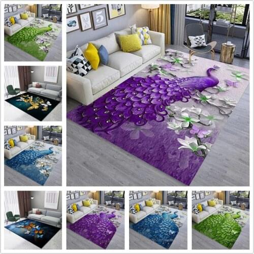 Cartoon Butterfly/Peacock 3D Printed Kids Carpets for Living room Bedroom Decor carpet Child Play Area Rugs Baby Crawl Floor Mat