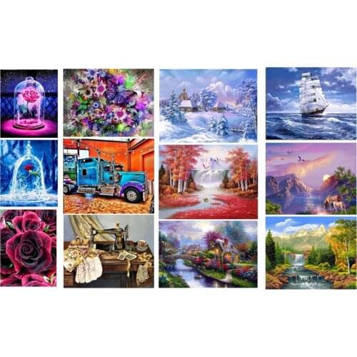 DIY 5D Diamond Painting Landscape and Flowers Embroidery Mosaic Crafts Gifts Diamond Pattern Paintings Rhinestones Home JK