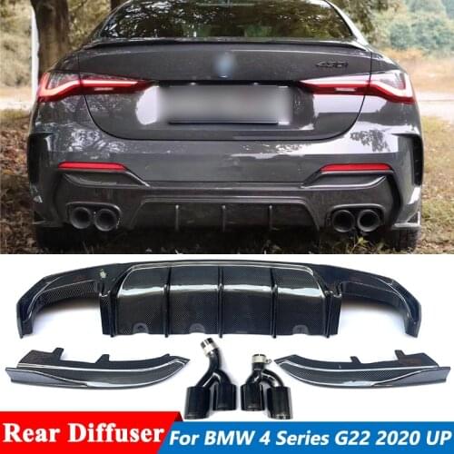 3 PCS Carbon Fiber Material Rear Diffuser Bumper Lip For BMW 4 Series G22 MT Car Tuning 2020 Up
