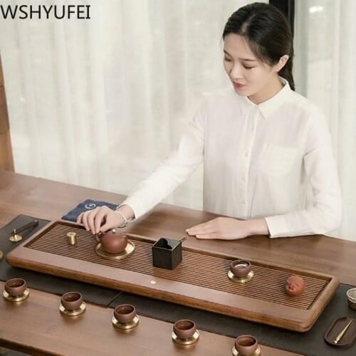 Chinese traditional Drainage solid wood tea set tray Rectangular Tea set tea set tea tray Household tea set accessories WSHYUFEI