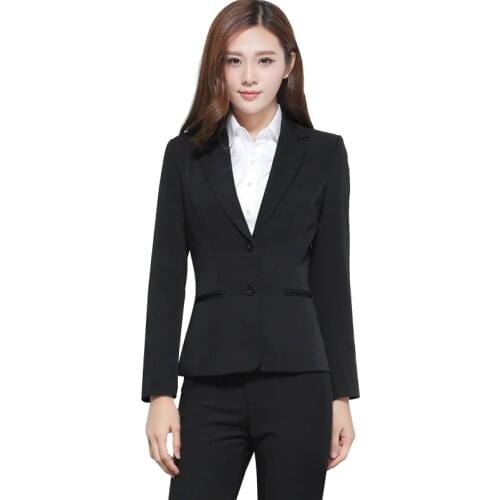 2 Piece Set black Women Pant Suit Female students interview Uniform Designs Formal Style Office Lady Business Career Work Wear