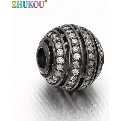 10mm/11mm Brass Cubic Zirconia Round Ball Spacer Beads DIY Jewelry Bracelet Necklace Making, Model: VZ25/28