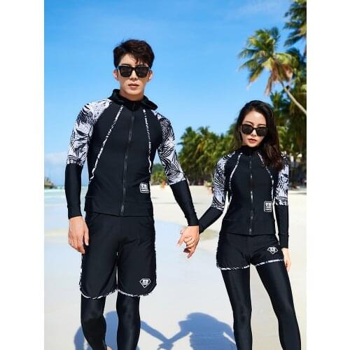 2021 New Hooded Swimwear Quick Dry Long Sleeve Swimsuit Couple Diving Surfing Suit Rashguard Women 5 Piece Set Sexy Beach Wear