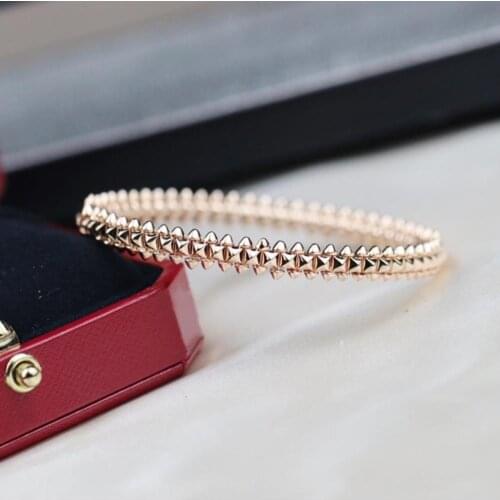 Hot Famous Brand Top Quality European Luxury Jewelry For Women Marking Rivets Rose Gold Bangle Fashion Party Classic Bracelet