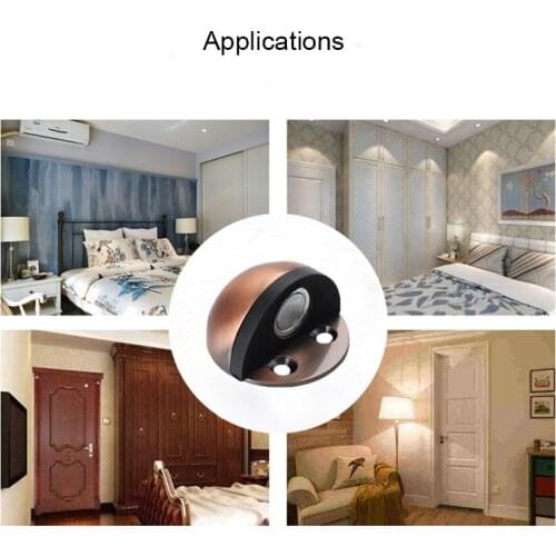 Stainless Steel Magnet Door Stops Rubber Door Stopper Anti-Collision Wood Toilet Door Holder Catch Doorstop Furniture Hardware