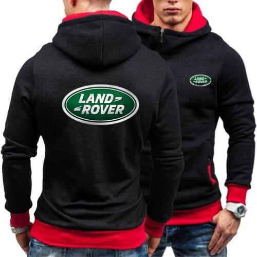 2021 New Trend Land Rover Car Logo Print Diagonal Zipper Hoodie Sweatshirt Men Sportswear Casual Pullover Man Hoody Men Clothing