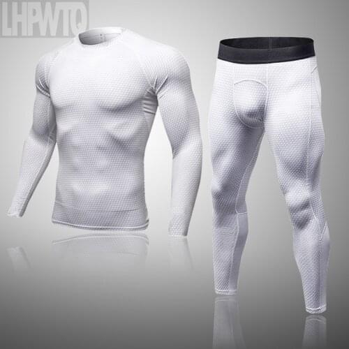 Mens Compression Running Set Tight Legging Shirt Long Johns Cycling Clothing Tracksuit Suit Man Winter Sports Thermal Underwear