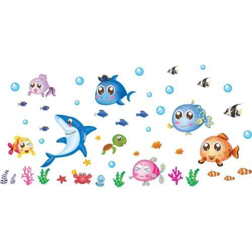Seabed Fish Bubble Wall Sticker Cartoon Wall Sticker For Kids Rooms Bathroom Home Decor Nursery quarto Decals Poster