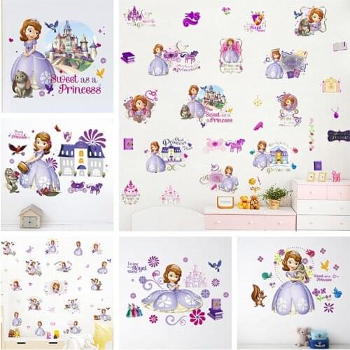 Cartoon Sofia Princess Castle Wall Stickers For Kids Room Home Decoration Diy Anime Mural Art Girls Wall Decals Pvc Posters