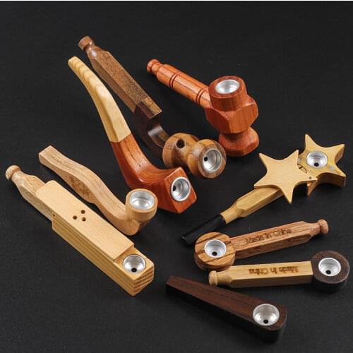 New 1pcs Wood Smoking Pipe Portable Herb Tobacco Pipes Grinder Smoke Weed Pipes Smoke BY026