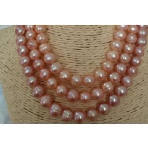 New 10-11mm Pink Pearl Necklace Long 50inch