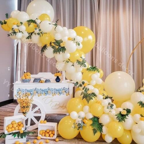 New Year Baby Shower Globos Macaron Ivory Yellow Pastel Latex Balloon Garland Globals Ballon Arch Birthday Wedding Party Decor