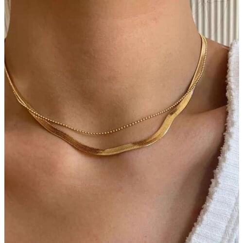 100% 925 Sterling Silver Width 3mm Simple Sequins Flat Necklace Punk Snake Collar Necklace Women Hip Hop Jewelry 41cm 46cm