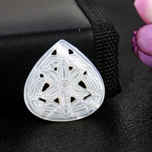 Natural Shell Charms Pendant Water Drop Hollow Carved Flower Mother of Pearl Seashell for Jewelry Making DIY Earring Accessories