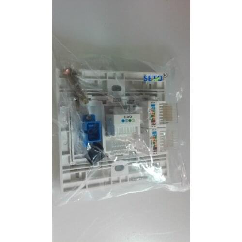 SeTo 86 Type Optical SC + 2 Ports RJ45 Cat5e Network Lan Panel Outlet + One port RJ11/Cat3 Wall Plate Socket Keystone Faceplate