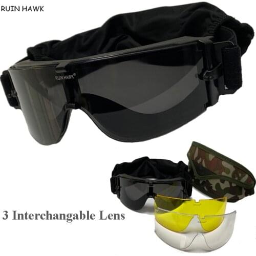 X800 Tactical Glasses 3 Interchangable Lens USMC Military Army Sunglasses Airsoft Paintball CS Games Eye Protective Goggles
