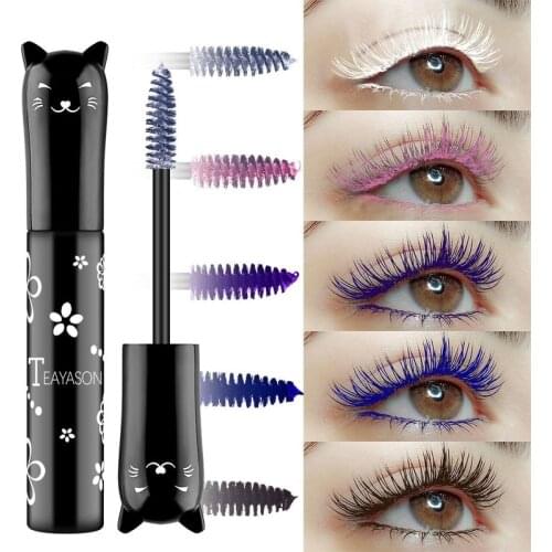 Color Mascara Blue Purple Pink White Purple Royal Blue Coffee Is Not Easy To Smudge Waterproof and Sweatproof