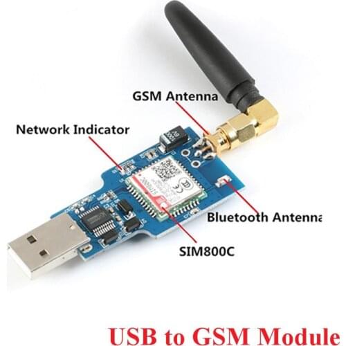 USB To GSM Module GSM GPRS SIM800C Computer Control Calling With Antenna Wireless Module Quad-Band