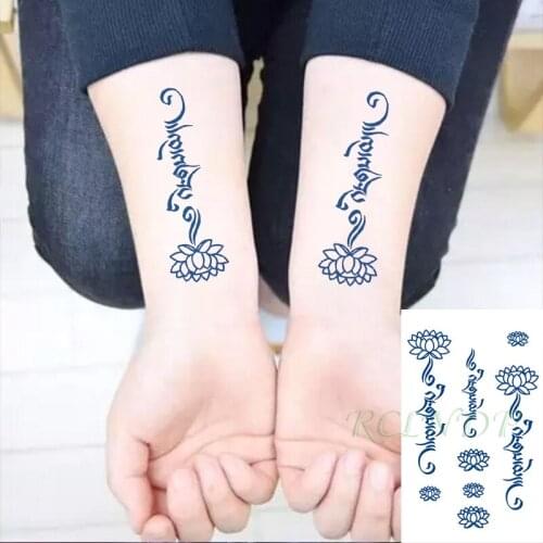 Waterproof Temporary Juice Tattoo Sticker Lotus Flower Letter Pattern Lasting Tattoos Flash Tatoo Fake Tatto Art for Men Women