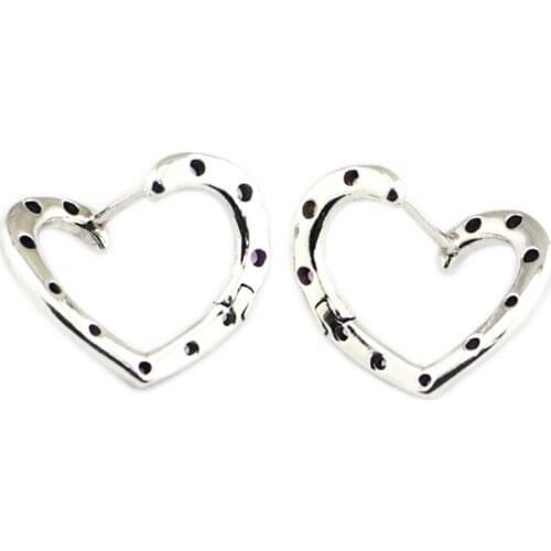 Bright Heart Hoop Earrings Fashion Female Jewelry Sterling silver Earrings For Woman Jewelry Making