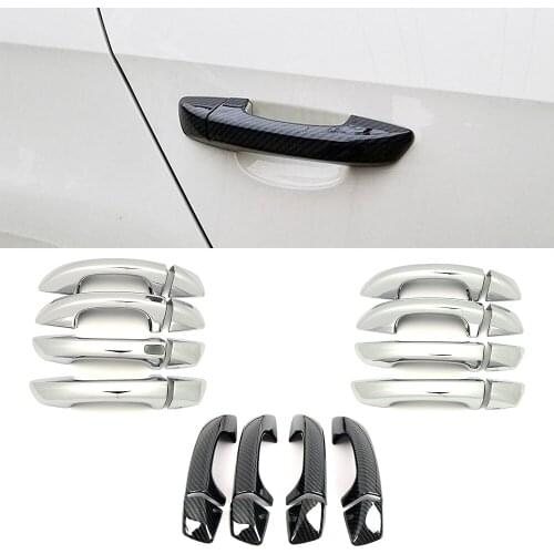 For Skoda Superb MK2 2008-2015 Carbon Fiber Color Decoration Refit Mirror Chrome Side Door Handle Cover Trim Protection Sticker