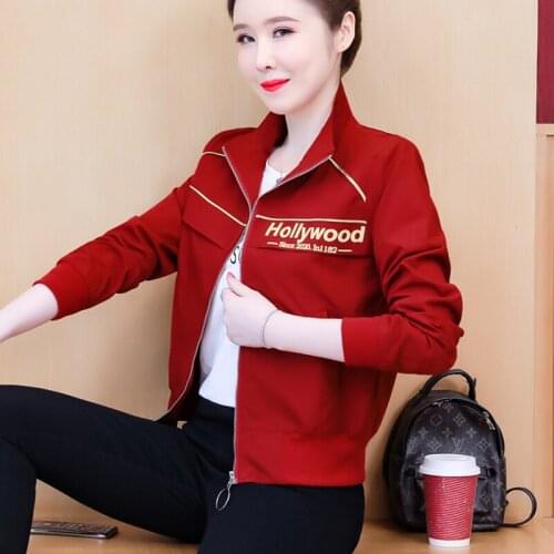 2021 Korean Fashion Autumn Women Letter Bomber Jacket Long Sleeve Short Baseball Jacket Women Tops High Quality Outwear Clothes