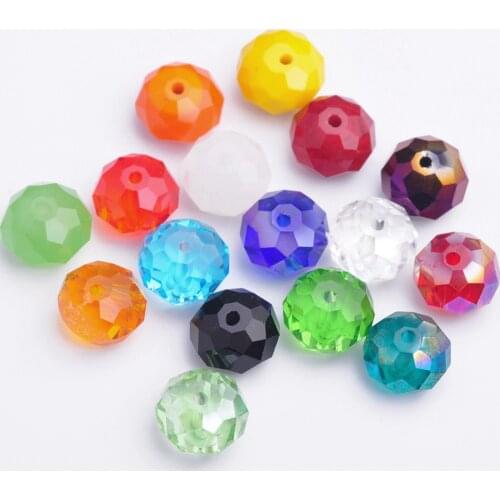 10pcs 14x10mm Big Rondelle Faceted Cut Crystal Glass Loose Crafts Beads for Jewelry Making DIY