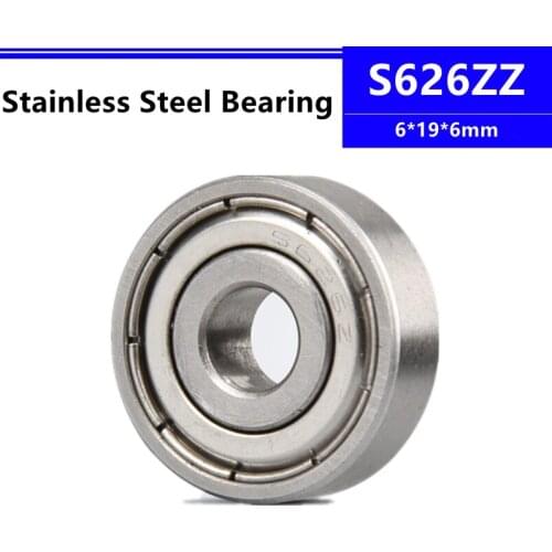50/100pcs S626ZZ 6*19*6mm Stainless Steel Deep Groove Ball Bearing 6x19x6mm SB626ZZ S626 S626Z S626RS